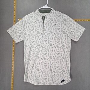 Primo Shirt Mens Small White Floral Golf Polo Short Sleeve Performance Stretch